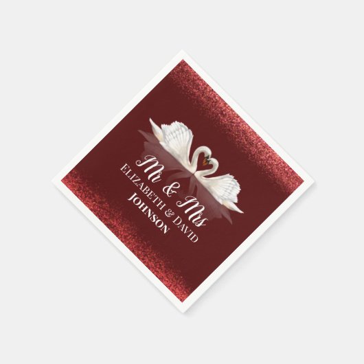 Bourgondisch en wit thema met zwanen bruiloft servet (Hoek)