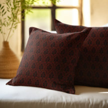 Bourgondisch en zwart damastpatroon