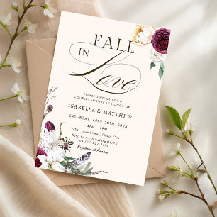Bourgondisch Fall in Love Koppel Bruiloft Shower Kaart