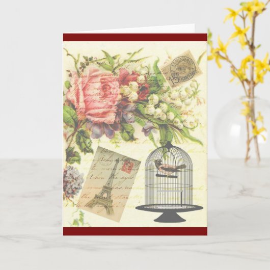 Bourgondisch Frans Thema Paris Note Kaart (Gele Bloem)