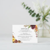 Bourgondisch Geel Sinaasappel Bloemen bruiloft Det Informatiekaartje (Staand voorkant)