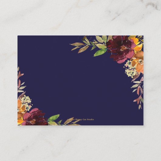 Bourgondisch Geel Sinaasappel Bloemen bruiloft Det Informatiekaartje (Achterkant)