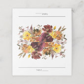 Bourgondisch Geel Sinaasappel Bloemen Bruiloft Gas Plaatskaartje (Buitenkant ongevouwen)