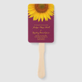 Bourgondisch geel zonnebloem bruiloft programma fa handwaaier (Voorkant)