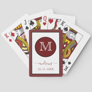 Bourgondisch gepersonaliseerd monogram en naam spe pokerkaarten
