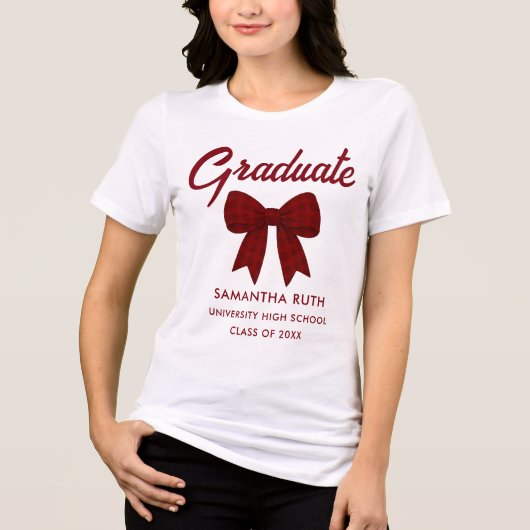 Bourgondisch geruit lint afstuderen Tri-Blend shirt (Voorkant)