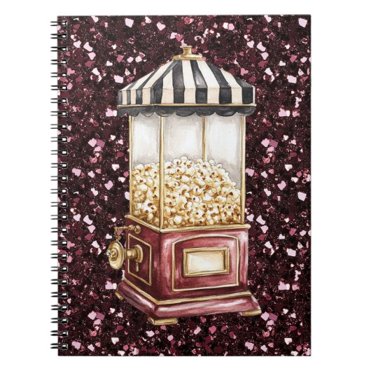 Bourgondisch Glitter Popcorn Circus Notitieboek (Voorkant)
