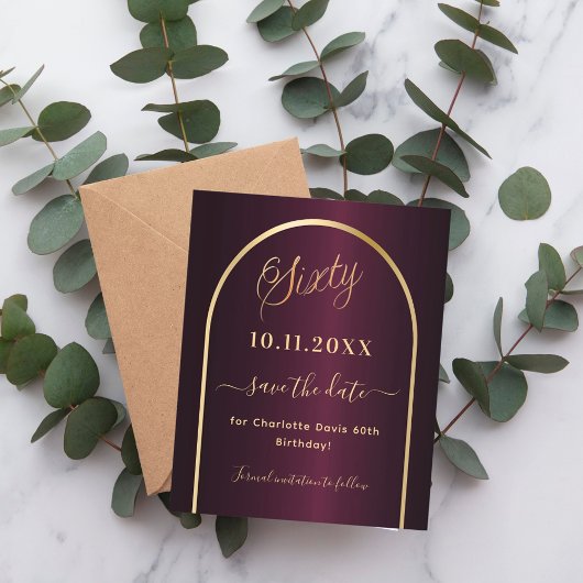 Bourgondisch goud 60e verjaardag bewaar de datumka