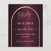 Bourgondisch goud 60e verjaardag bewaar de datumka (Voorkant)