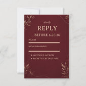 Bourgondisch Goud Botanisch RSVP Kaartje (Voorkant)