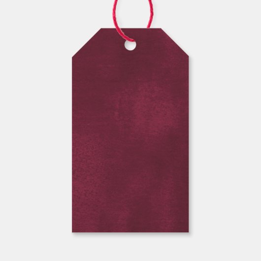 Bourgondisch goud elegante kerst bloemenkleurige b cadeaulabel (Achterkant)