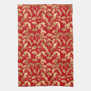 Bourgondisch Goud Ginkgo met Japanse Elegantie Theedoek