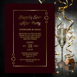 Bourgondisch Goud Happily Ever After Trouwreceptie Kaart