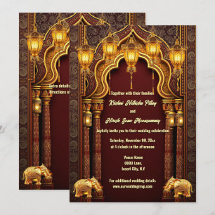 Bourgondisch goud Indische olifanten Hindi tempel  Kaart