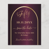 Bourgondisch gouden 50e verjaardag save the date k (Voorkant)