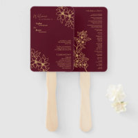 Bourgondisch Gouden Bloemen Bruidsprogramma waaier
