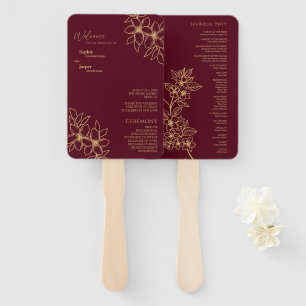 Bourgondisch Gouden Bloemen Bruidsprogramma waaier