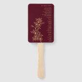 Bourgondisch Gouden Bloemen Bruidsprogramma waaier (Achterkant)