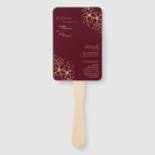 Bourgondisch Gouden Bloemen Bruidsprogramma waaier (Voorkant)