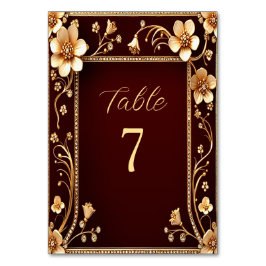 Bourgondisch gouden bloemen tafelnummer