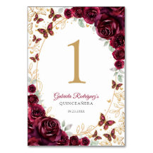 Bourgondisch Gouden Bloemige Quinceanera
