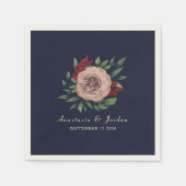 Bourgondisch Gouden Bloemrijke Herfst Bruiloft Servet (Voorkant)