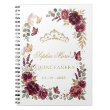 Bourgondisch Gouden Bloemstuk Quinceañera Gastboek