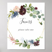 Bourgondisch gouden geometrisch favorschild poster (Voorkant)