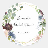 Bourgondisch gouden geometrische bruiloft favoriet ronde sticker (Voorkant)