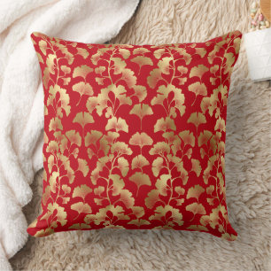 Bourgondisch Gouden Ginkgo met Japanse Elegantie Kussen