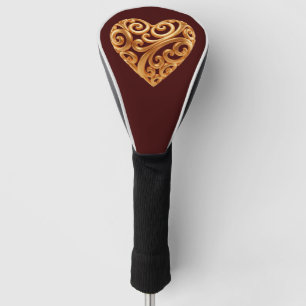 Bourgondisch Gouden Hart Symbool van Liefde Golfheadcover