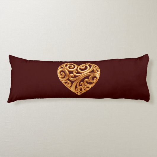 Bourgondisch Gouden Hart Symbool van Liefde Lichaamskussen (Voorkant)
