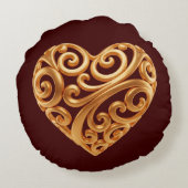 Bourgondisch Gouden Hart Symbool van Liefde Rond Kussen (Achterkant)