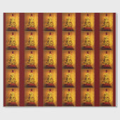 Bourgondisch Gouden Kerstboom Inpakpapier (Vlak)