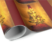 Bourgondisch Gouden Kerstboom Inpakpapier (Rol Hoek)