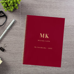 Bourgondisch gouden naam monogram notitieboek