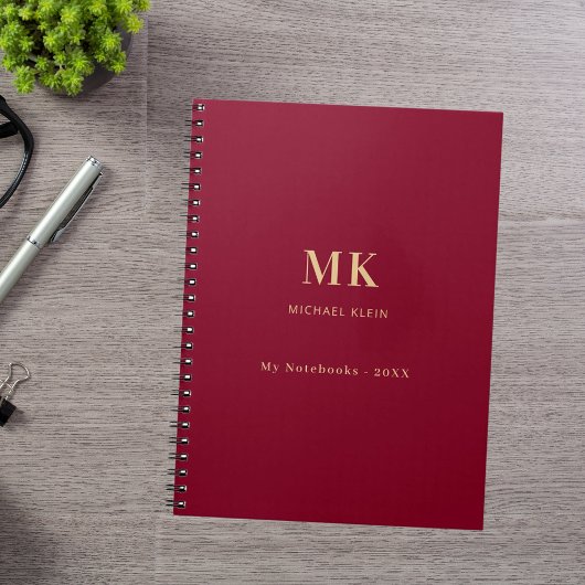 Bourgondisch gouden naam monogram notitieboek