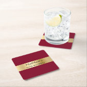 Bourgondisch gouden naamscript verjaardag kartonnen onderzetters (Insitu)