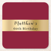 Bourgondisch gouden naamscript verjaardag kartonnen onderzetters (Voorkant)