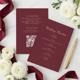 Bourgondisch Gouden Script Minimal Huwelijk Tijdsc Informatiekaartje