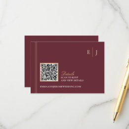 Bourgondisch gouden trouwwebsite QR-code Informatiekaartje