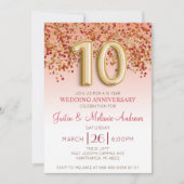 Bourgondisch Gouden Uitnodiging 10-jarig Huwelijks (Voorkant)