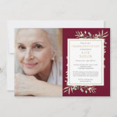 Bourgondisch groen Viering van het leven Foto Kaart (Voorkant)