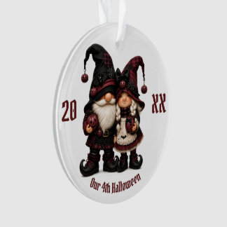 Bourgondisch Halloween-kabouterpaar geruit kaboute Ornament