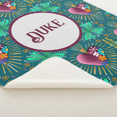 Bourgondisch hart met bloemen en gouden stralen sherpa deken (3/4)