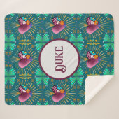 Bourgondisch hart met bloemen en gouden stralen sherpa deken (Voorkant (horizontaal))