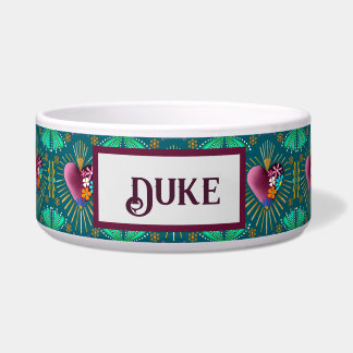 Bourgondisch hart met bloemen en gouden stralen voerbakje