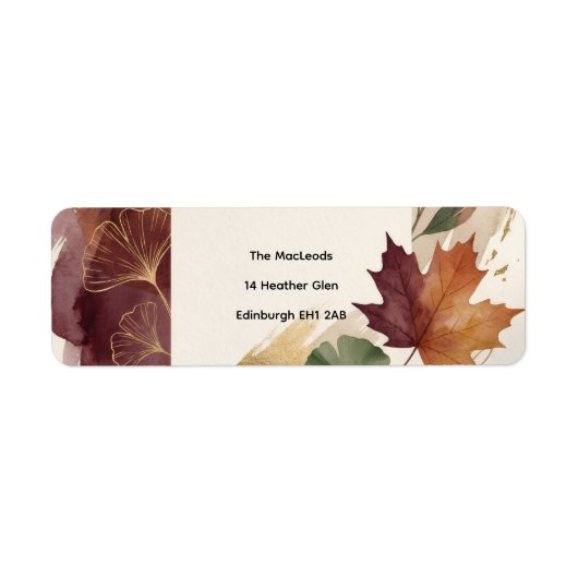 Bourgondisch herfst bloemendesign retouradreslabel etiket (Voorkant)