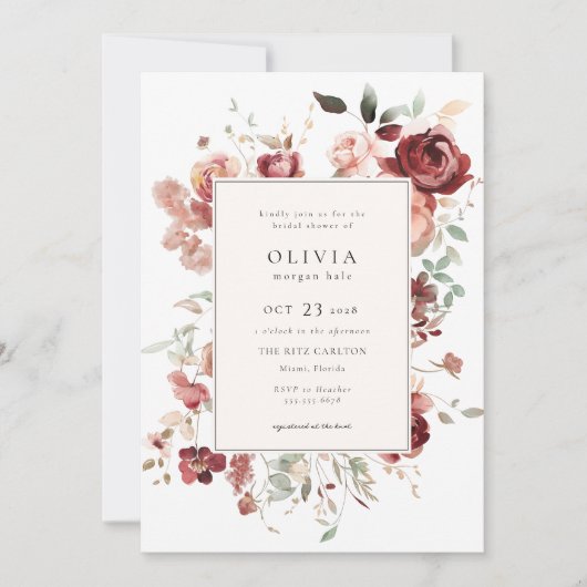 Bourgondisch herfst bloemenVrijgezellenfeest Kaart (Voorkant)