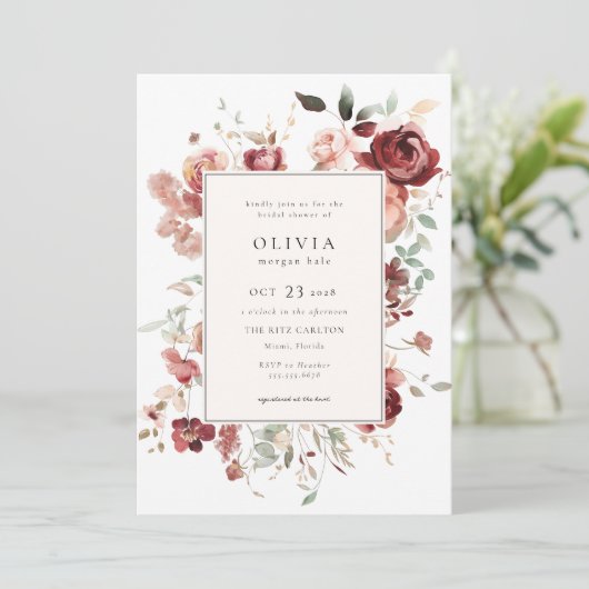 Bourgondisch herfst bloemenVrijgezellenfeest Kaart (Staand voorkant)